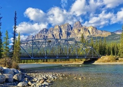 bridge over river in banff np in alberta canada hdr