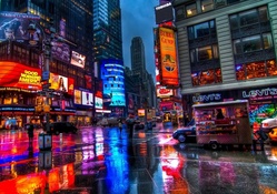 rain on times square in new york city hdr