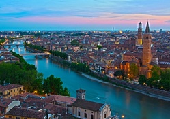 Santa Verona, Italy _ Cityscape at Sunset