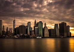 new york city under dark sunset