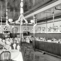vintage restaurant in grayscale