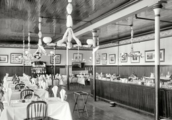vintage restaurant in grayscale
