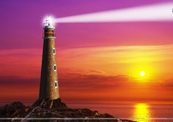 Beautiful Sunset over Lighthouse