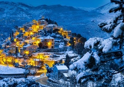 marvelous hilltop village in winter