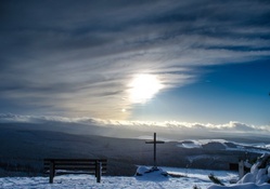 memorial cross overlooking a gorgeous panorama