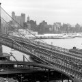 vintage brooklyn bridge in grayscale