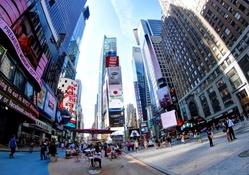 fisheye view of times square in nyc