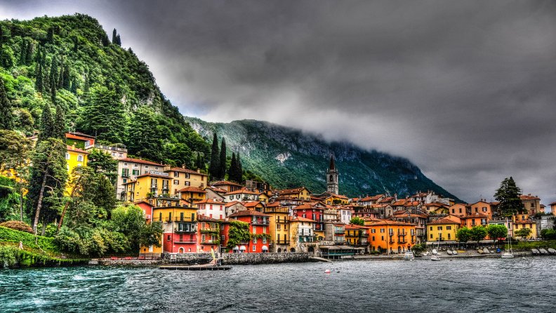 italian town on a lakeshore  hdr