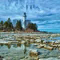 fantastic lighthouse in a forest hdr