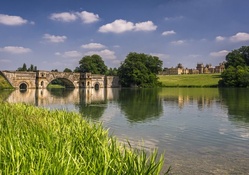 bridge over a pond on castle grounds
