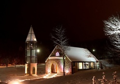 lovely modern church at night