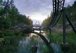 wonderful roller coaster over a lake