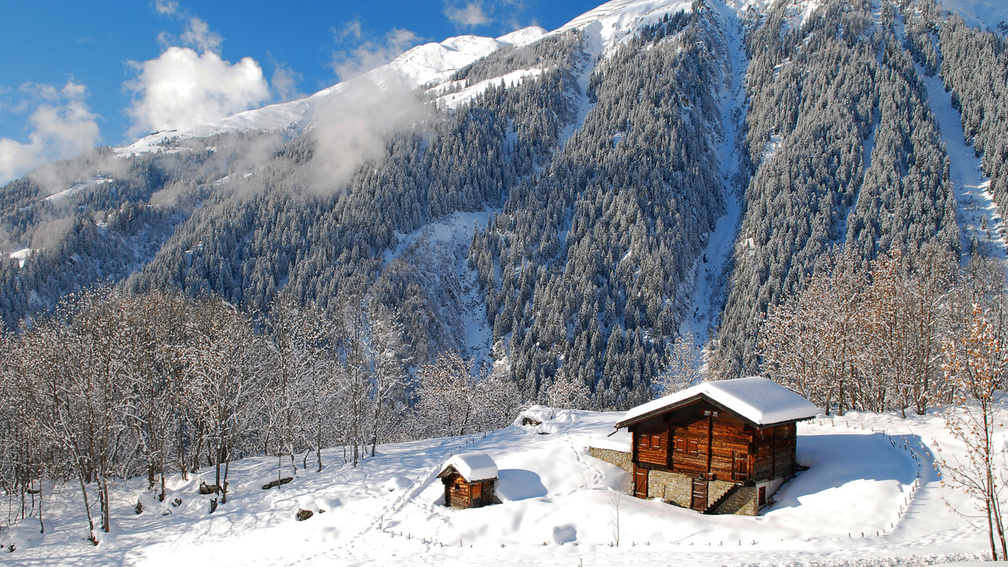 marvelous mountain chalet in winter