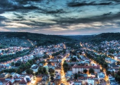 beautiful city of jena in germany at dusk hdr