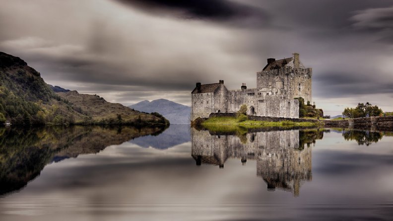 fantastic castle on a lake hdr