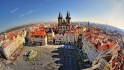fish eye view of old town square in prague
