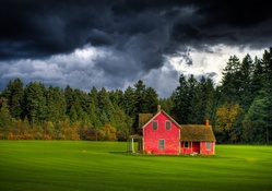 red farmhouse in fort langley british columboa