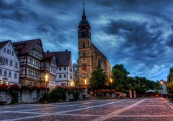 square in front of church in boeblingen germany hdr