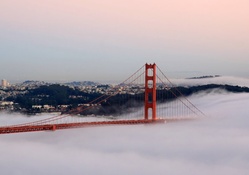 the golden gate bridge in bay fog