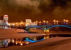 lovely lit bridge on a winter night