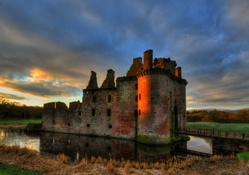 ancient moated caerlaverock castle in scotland