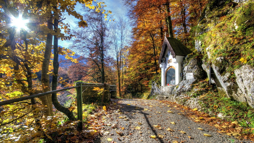 beautiful little chapel on a mountain path hdr
