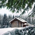lovely log home in winter