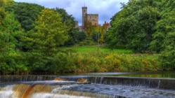 hornby castle by wenning river in lune valley england