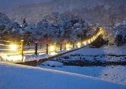 awesome footbridge in winter at night