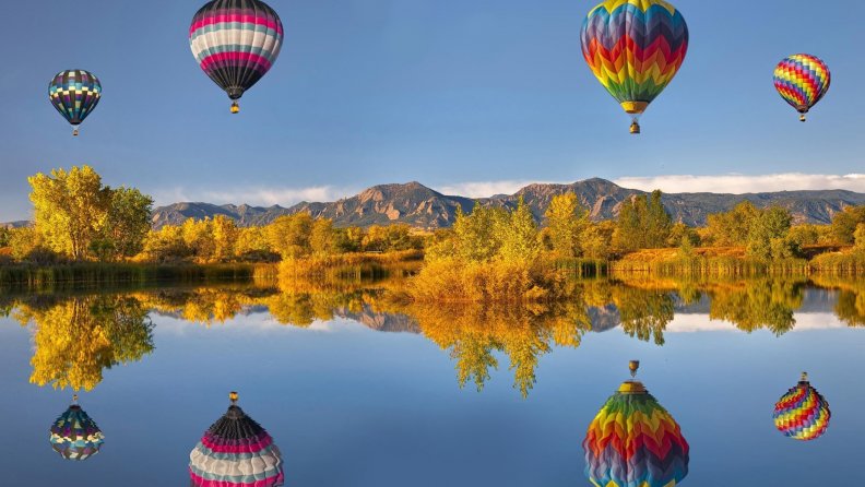 Reflection Of Hot Air Balloons