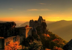 sunrise on ancient austrian castle