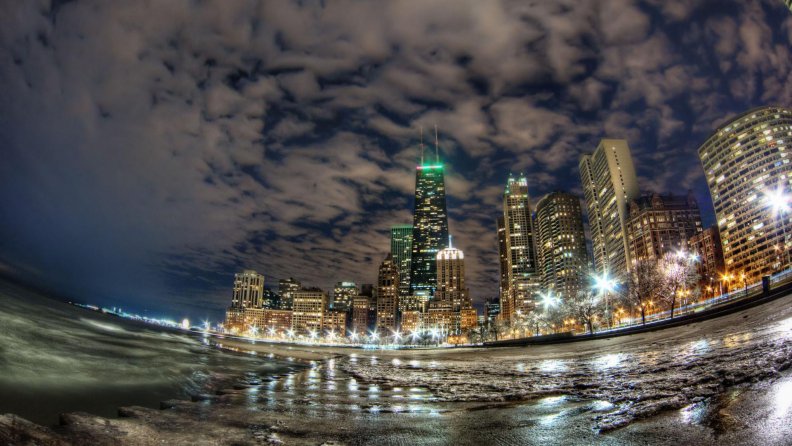 fabulous photo of chicago in fish eye hdr