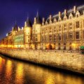 marvelous building on a paris river at night hdr