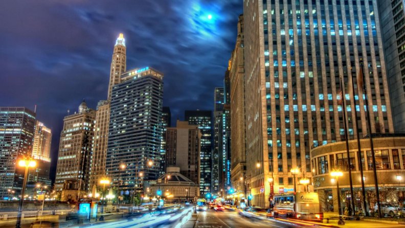 beautiful chicago at night hdr