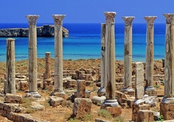 ancient ruins on a beach