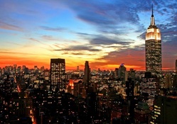spectacular sunset over nyc