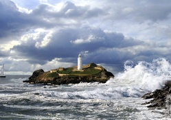 lighthouse on a stormy point