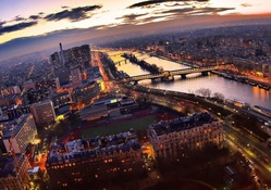 beautiful cityscape of paris at dusk