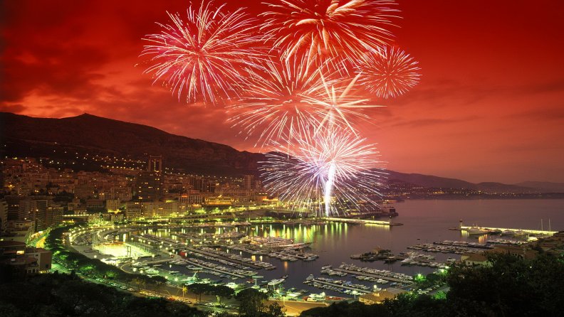 fireworks over monte carlo marina