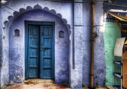 beautiful blue doors hdr