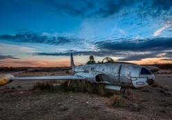 a skeleton of a p_80 shooting star old fighter plane