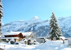 chalet on a sunny winters day