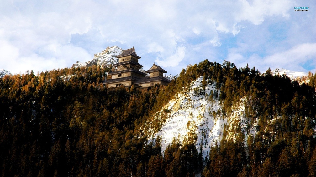 mountain forest temple in japan