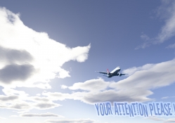 Airplane flight over blue sky