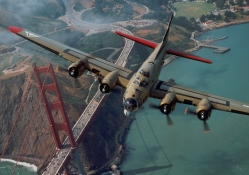 B_17 over Golden Gate Bridge