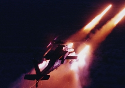 Helicopter Lighting Up the Sky with Missles