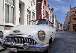 vintage car on a european street