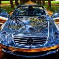 a mirrored steel mercedes convertible hdr