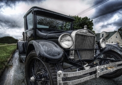 rain on a vintage ford buggy hdr