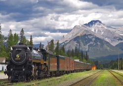 train railroad rails mountains